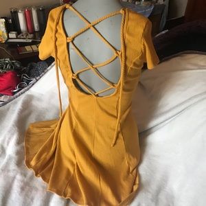 Lace back yellow dress